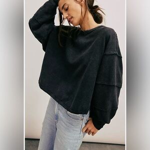 FREE PEOPLE WE THE FREE Total Eclipse Oversized Slouchy Top Size XS